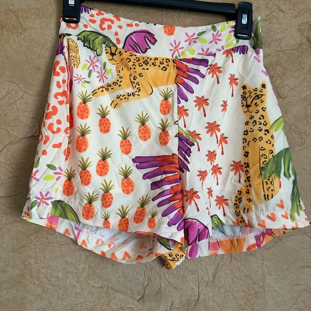 Farm Rio inspired Tropical Print Wrap Skirt with Shorts - Picture 3 of 5